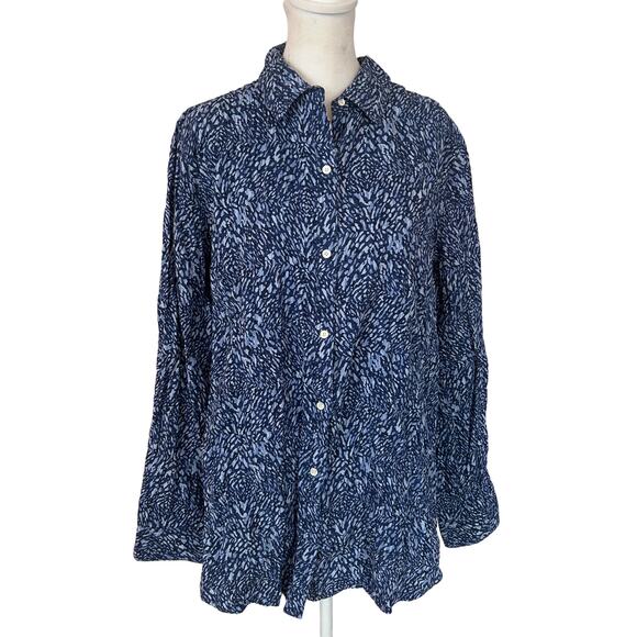 J. McLaughlin Tops - J. McLaughlin Blue and White Button Down Top Womens Size XL